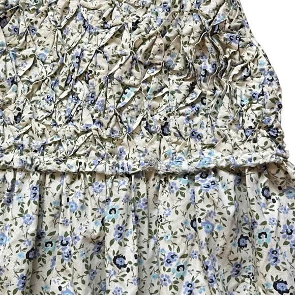 Free People Petunia Mini Dress Smocked Tea Combo Blue Size Large NWT‎ - Picture 10 of 16
